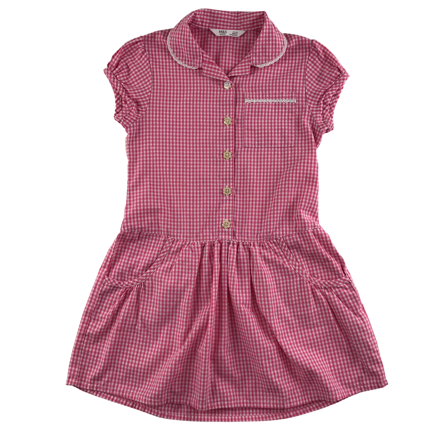 Pink gingham drop waist school summer dress