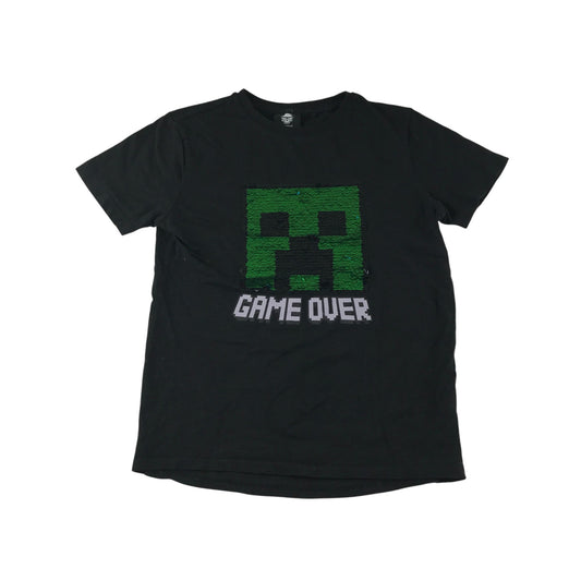 Next t-shirt 8-9 years black Minecraft Creeper sequin reversible blue and green cotton