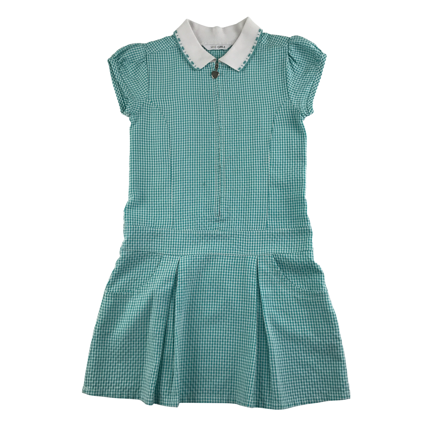 Mint gingham with zipper school summer dress