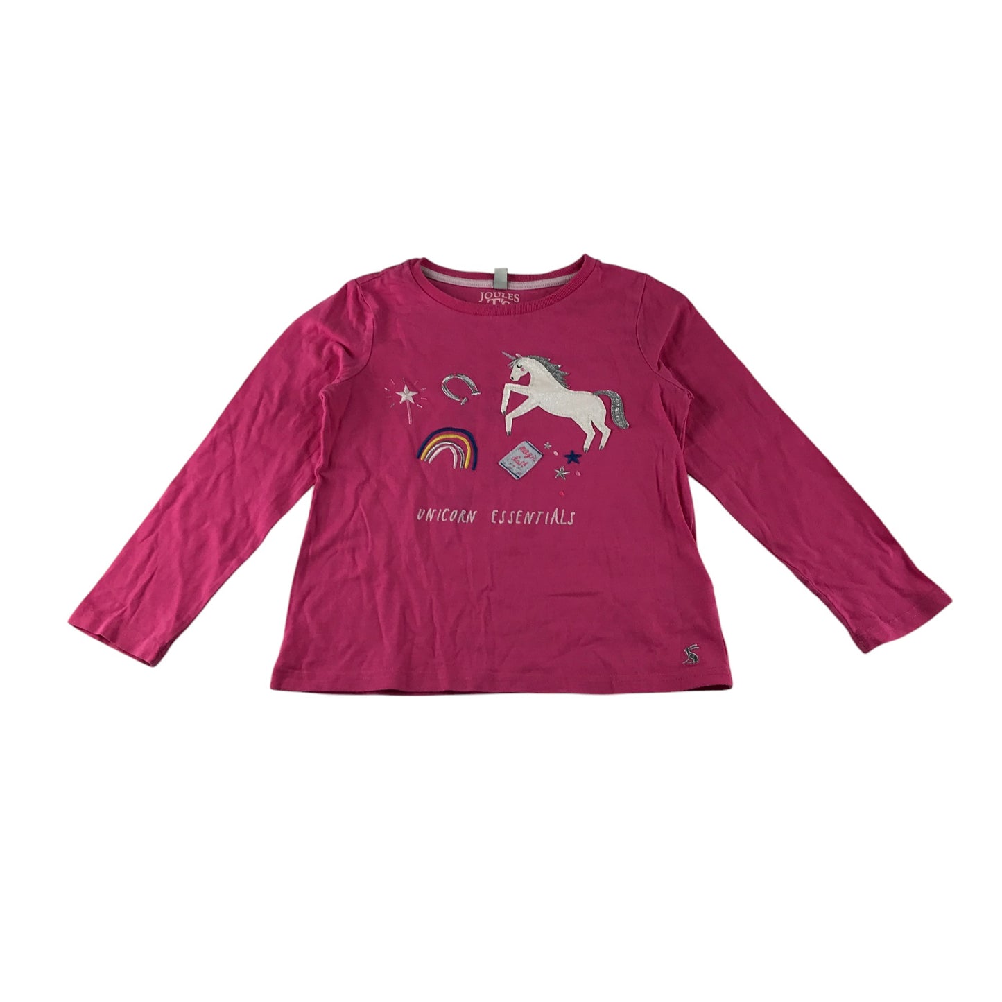 Joules t-shirt 5-6 years pink embroidered graphics long sleeve cotton