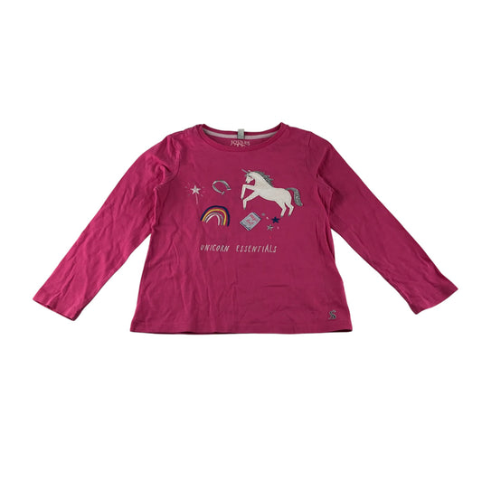 Joules t-shirt 5-6 years pink embroidered graphics long sleeve cotton