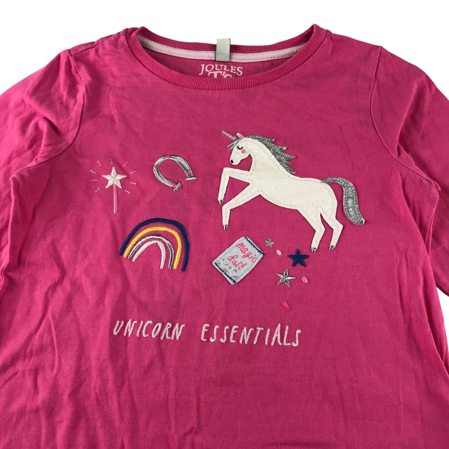 Joules t-shirt 5-6 years pink embroidered graphics long sleeve cotton