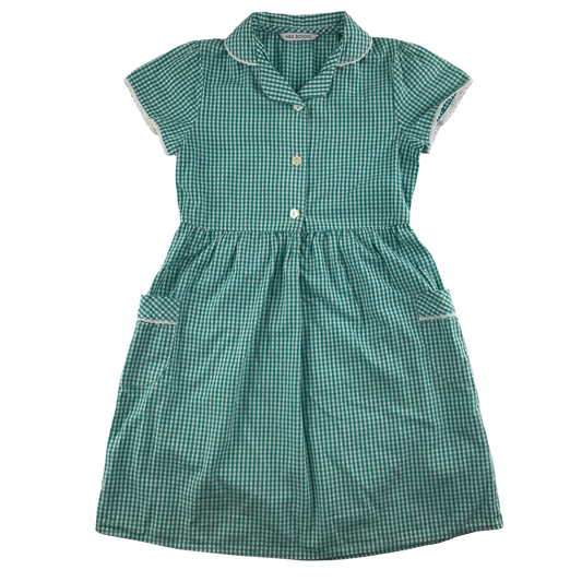 Mint gingham with buttons school summer dress