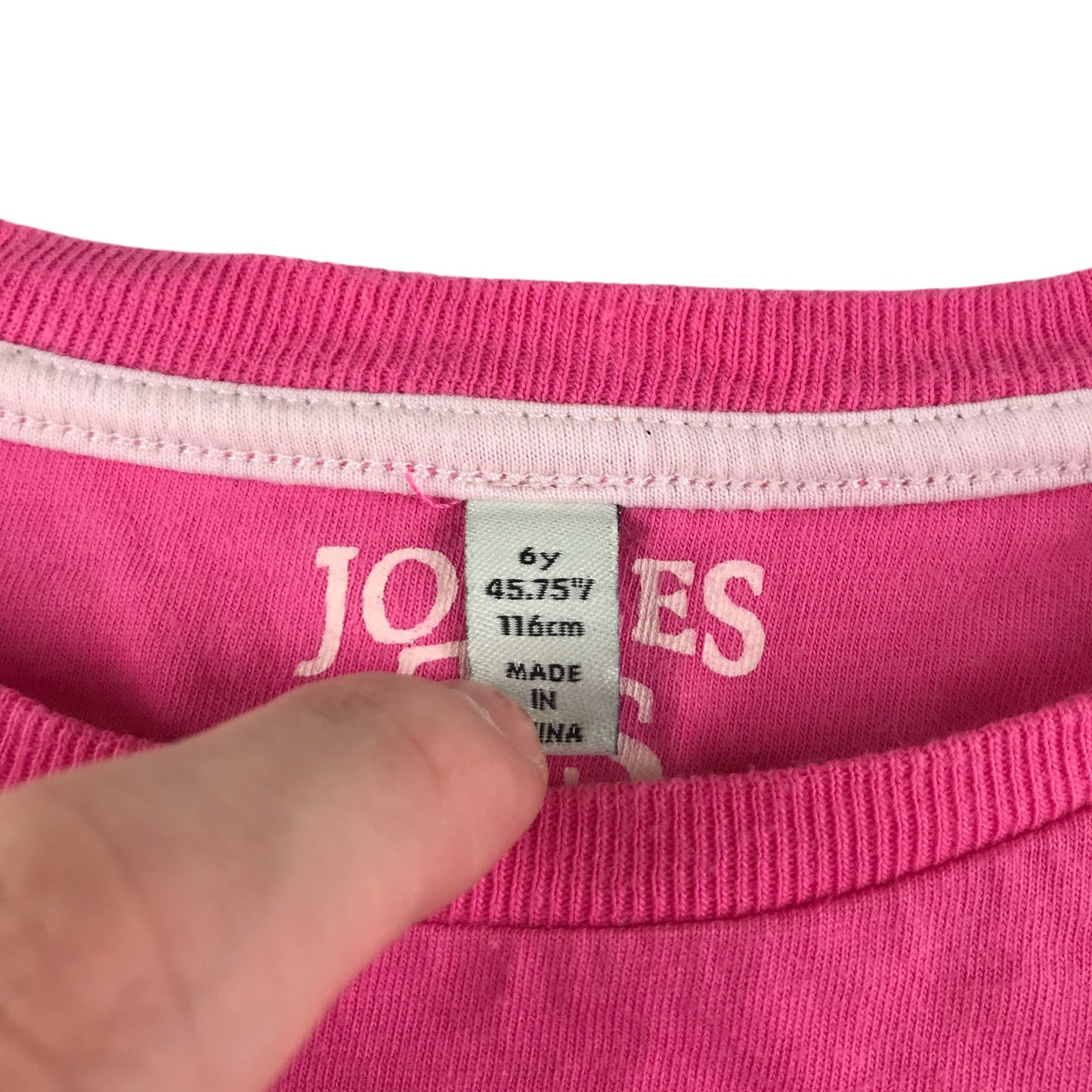 Joules t-shirt 5-6 years pink embroidered graphics long sleeve cotton