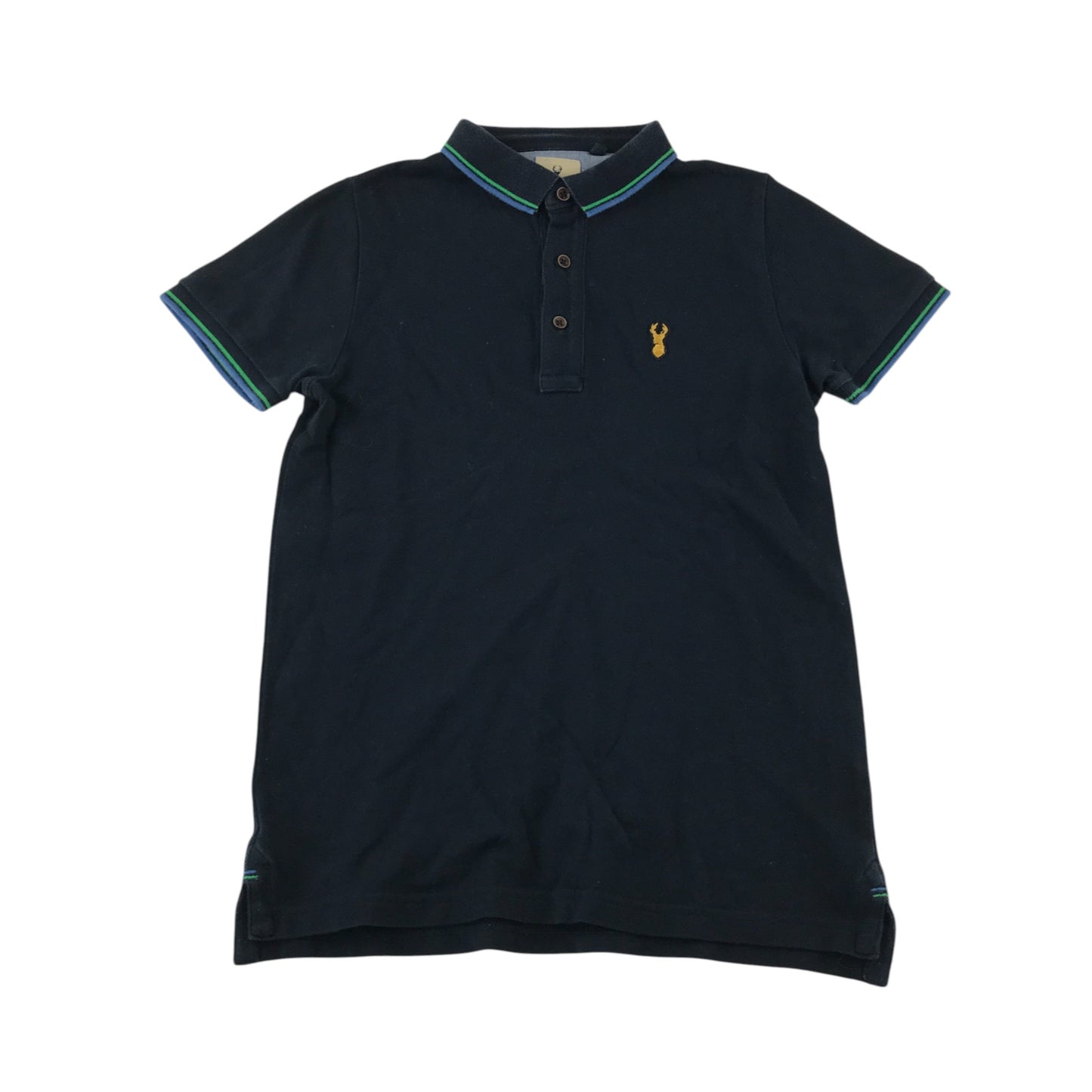 Next polo shirt 9-10 years navy short sleeve with embroidered logo cotton