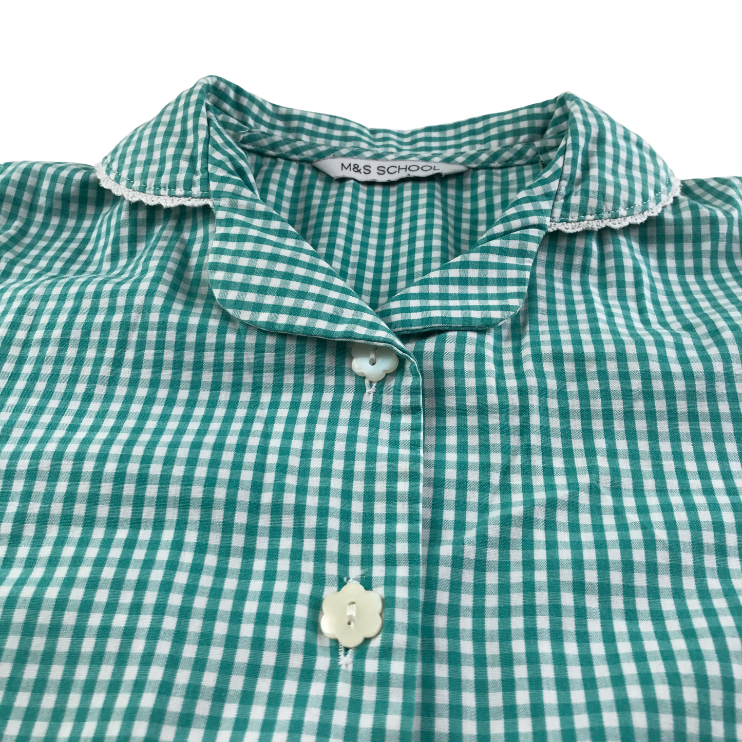 Mint gingham with buttons school summer dress