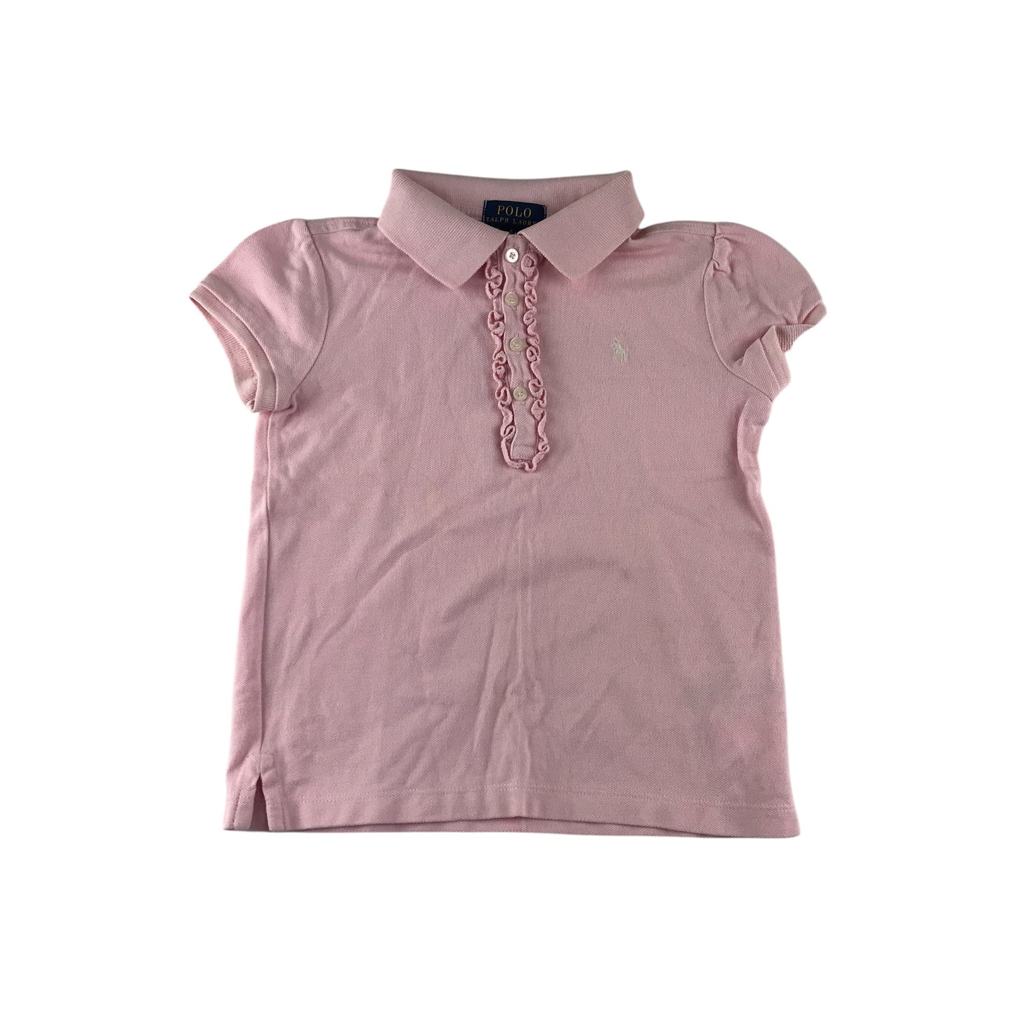 Polo Ralph Lauren polo shirt 5-6 years pink frilled button up with logo cotton