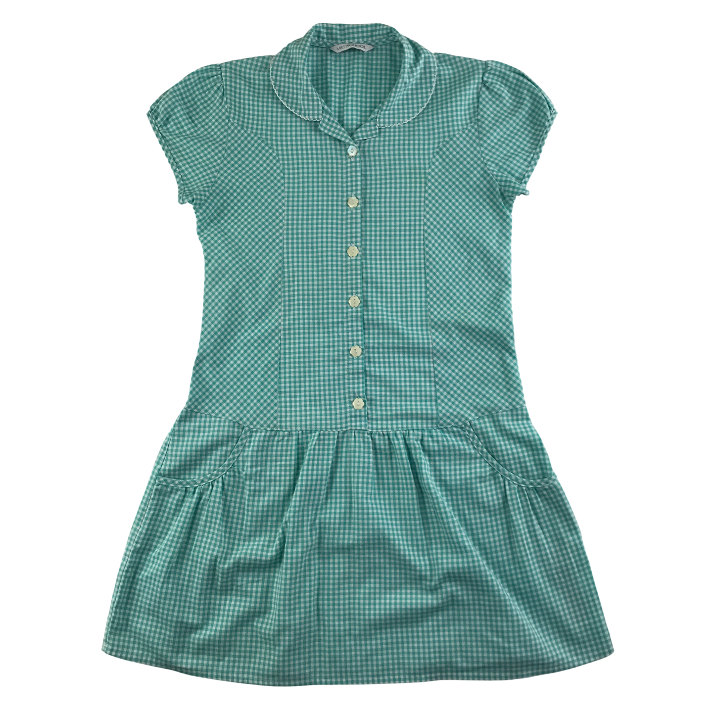 Mint gingham drop waist school summer dress
