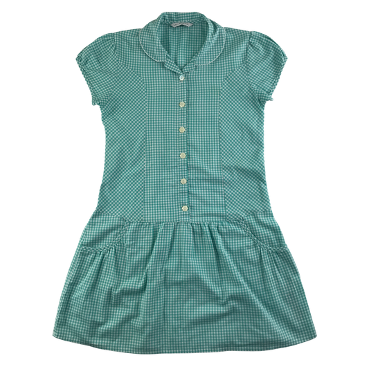 Mint gingham drop waist school summer dress