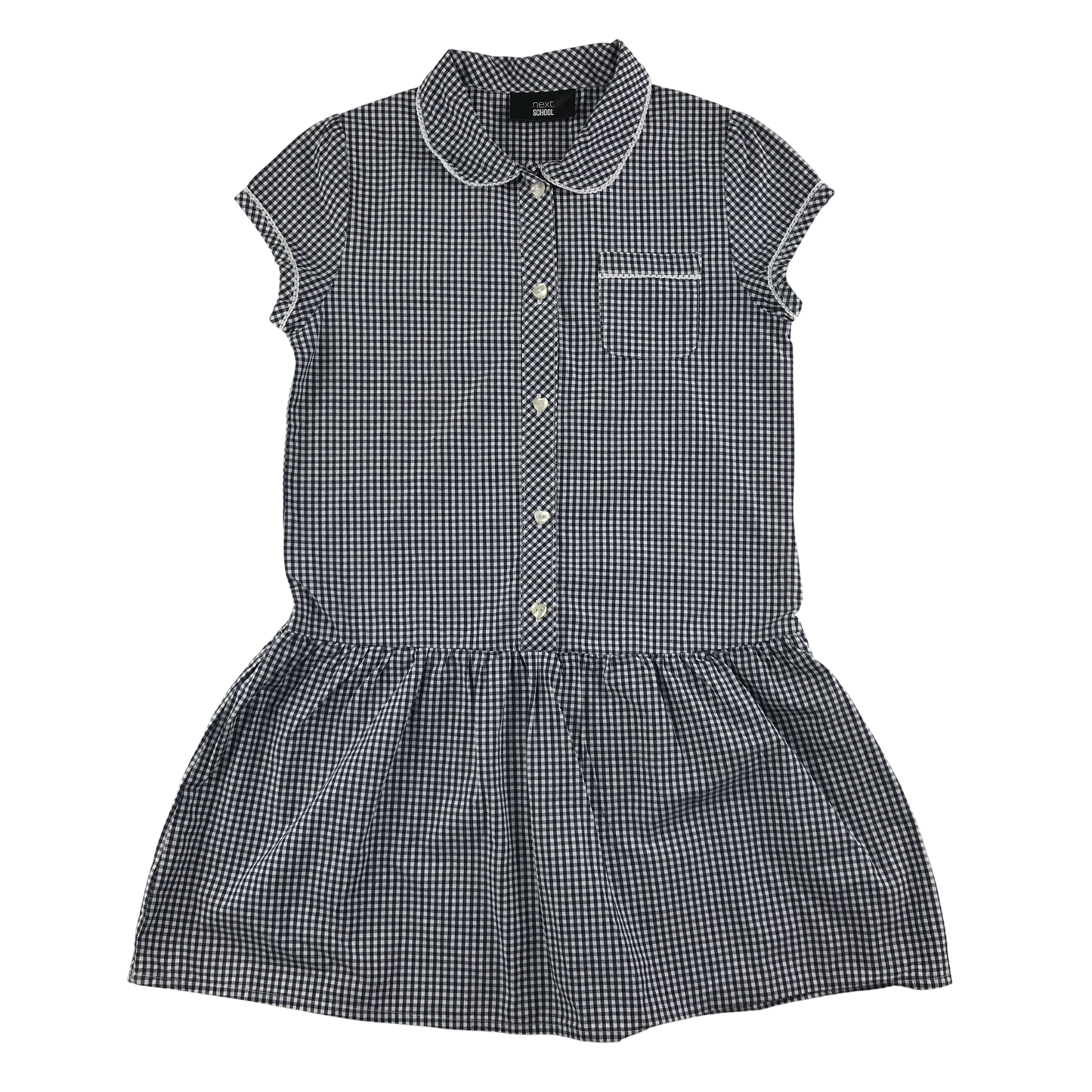 Black gingham drop waist school summer dress