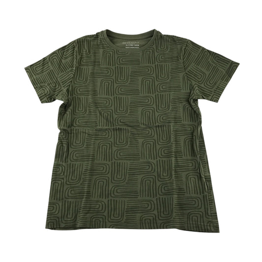 Primark t-shirt 10-11 years khaki with black maze pattern short sleeve cotton