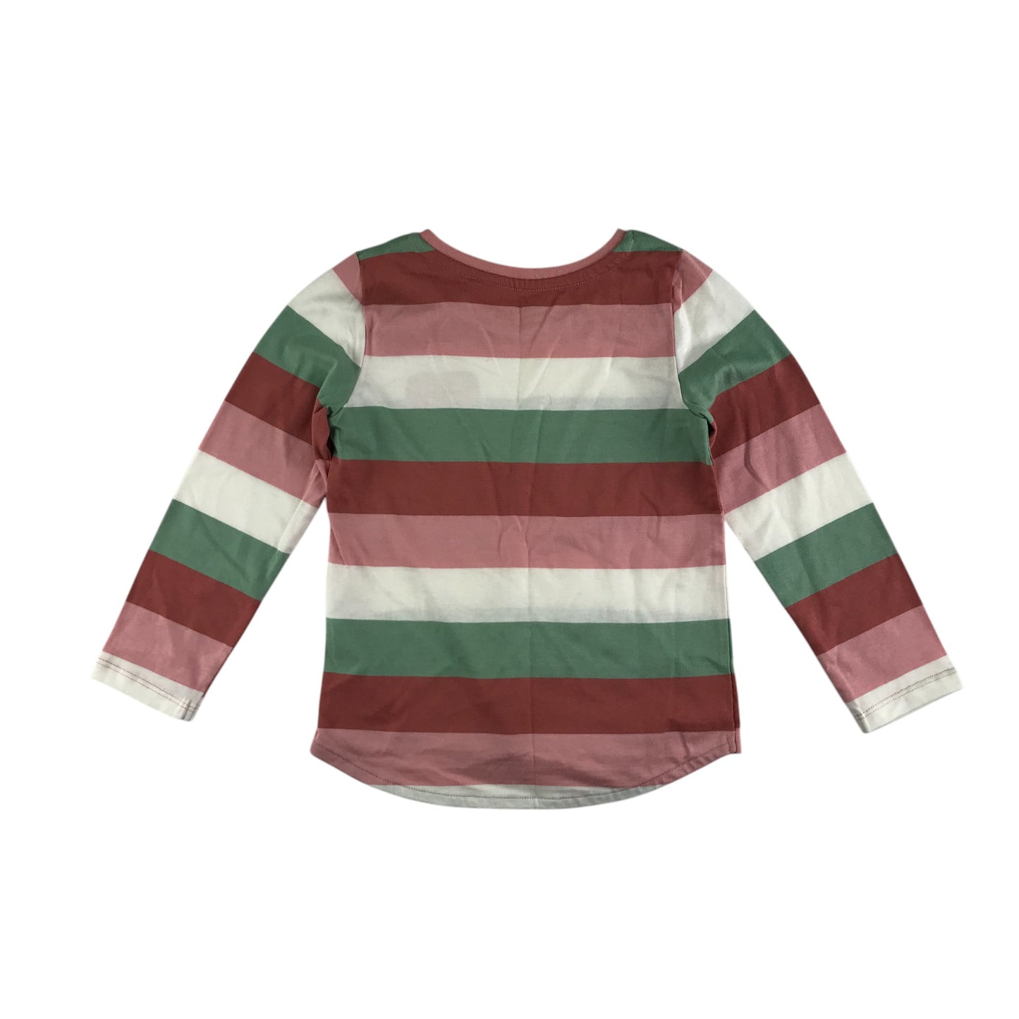 Nutmeg t-shirt 4-5 years pink green stripy with love heart cotton