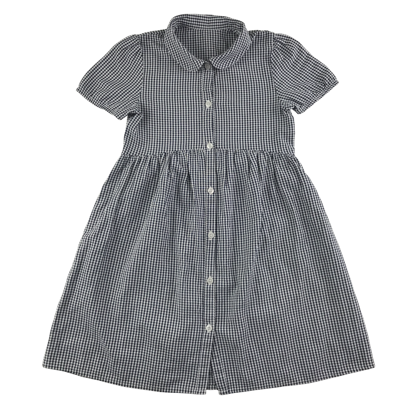 Black gingham with buttons school summer dress