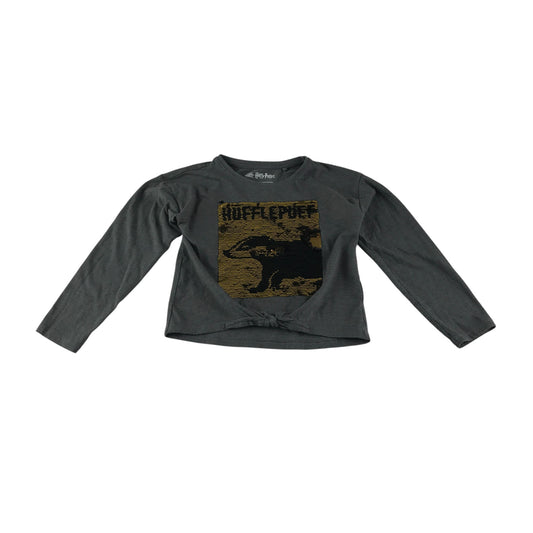 Tu t-shirt 5-6 years grey sequin gold and black reversible Hufflepuff design