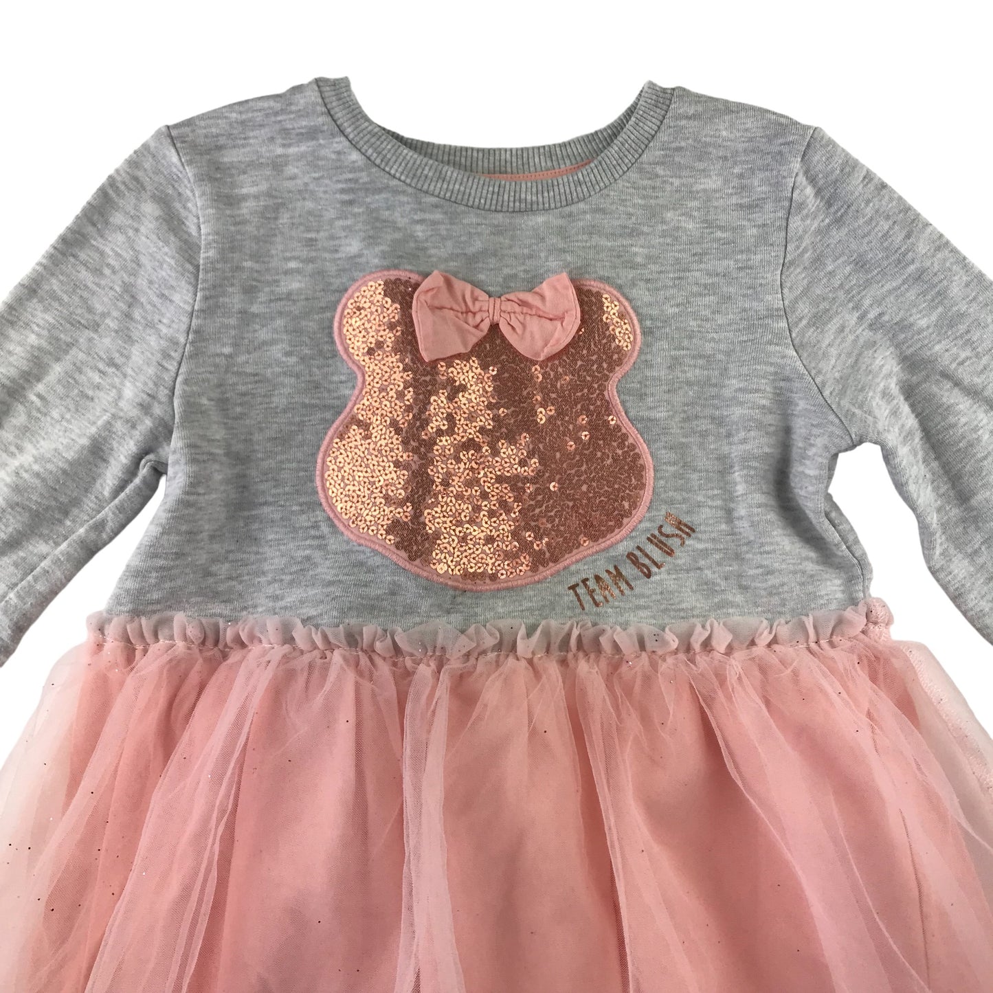 George dress 5-6 years grey and pink jersey top tulle skirt sequin bear