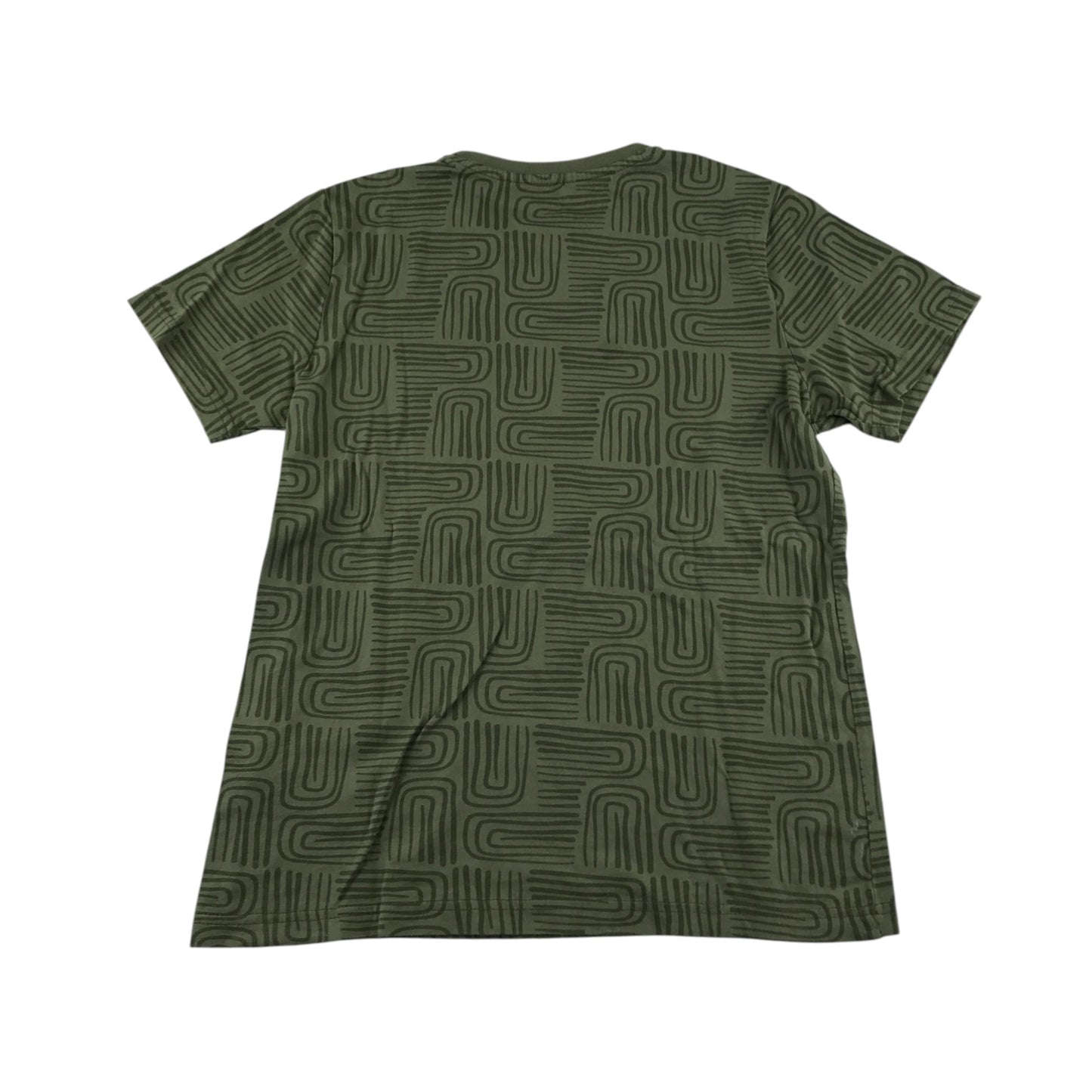 Primark t-shirt 10-11 years khaki with black maze pattern short sleeve cotton