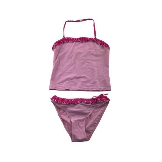 Swim Suit Age 10 Light Pink Polka dot Frills 2-Piece Set