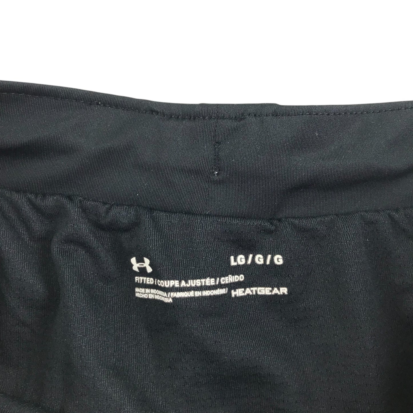 Under Armour sport shorts adult size L black fitted with neon stripes