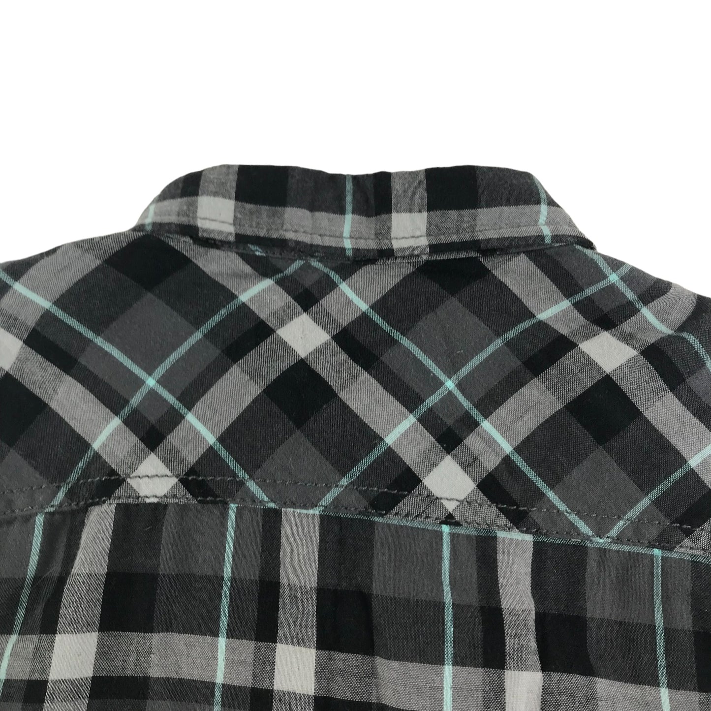 H&M Shirt Age 11 Grey Check Button Up Cotton