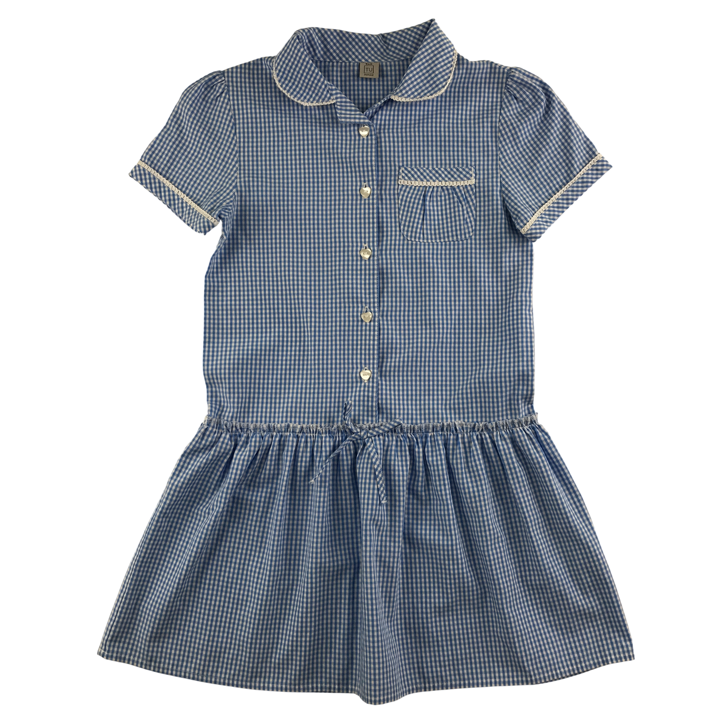 Blue gingham drop waist school summer dress