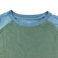John Lewis t-shirt 8-9 years khaki body and blue long sleeve cotton