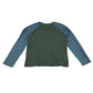 John Lewis t-shirt 8-9 years khaki body and blue long sleeve cotton