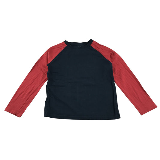 John Lewis t-shirt 8-9 years black body and red long sleeve cotton