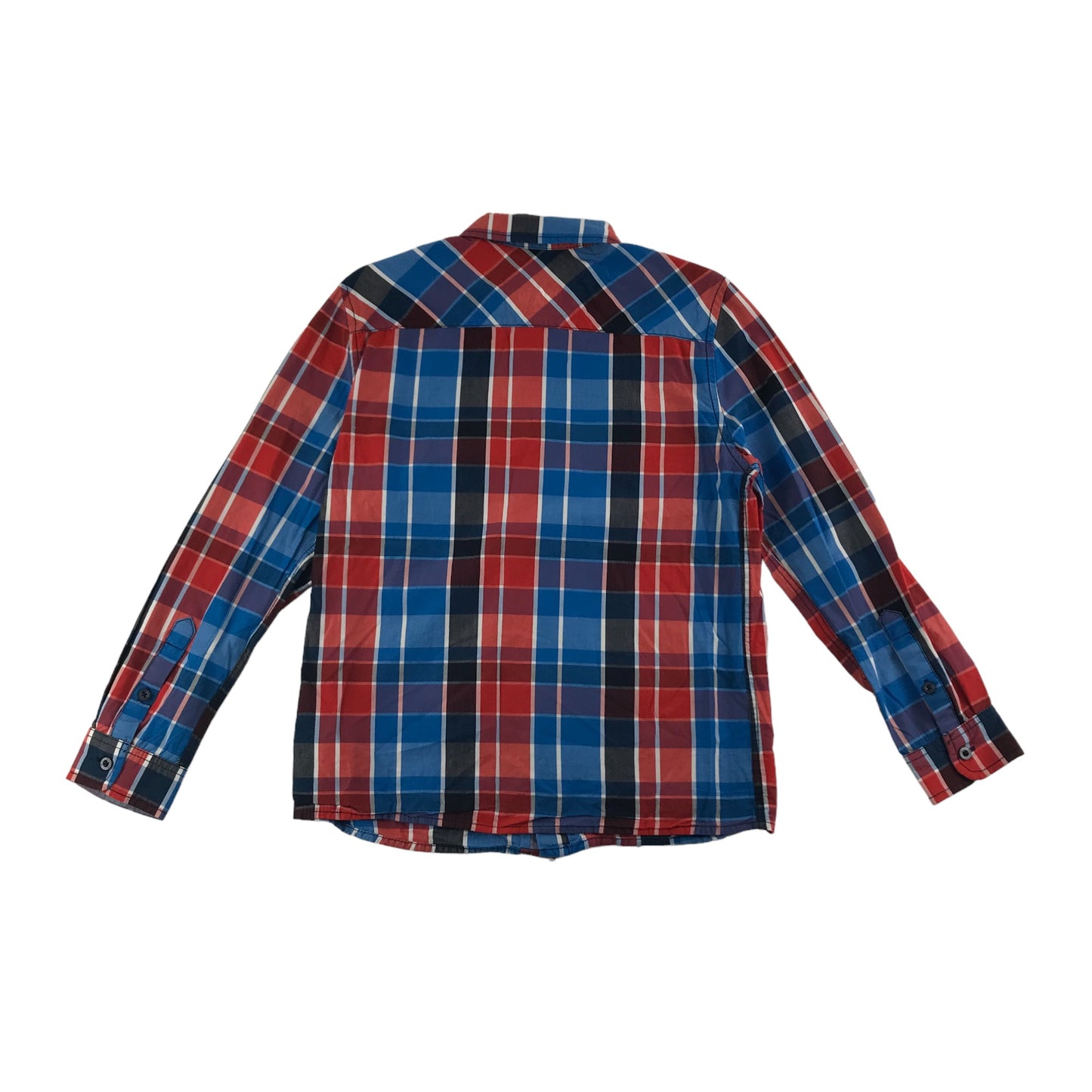 M&S Shirt Age 12 Red Blue Check Button Up