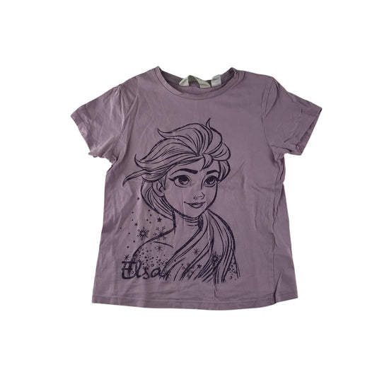 H&M t-shirt 7-8 years lilac Elsa Frozen graphic design cotton