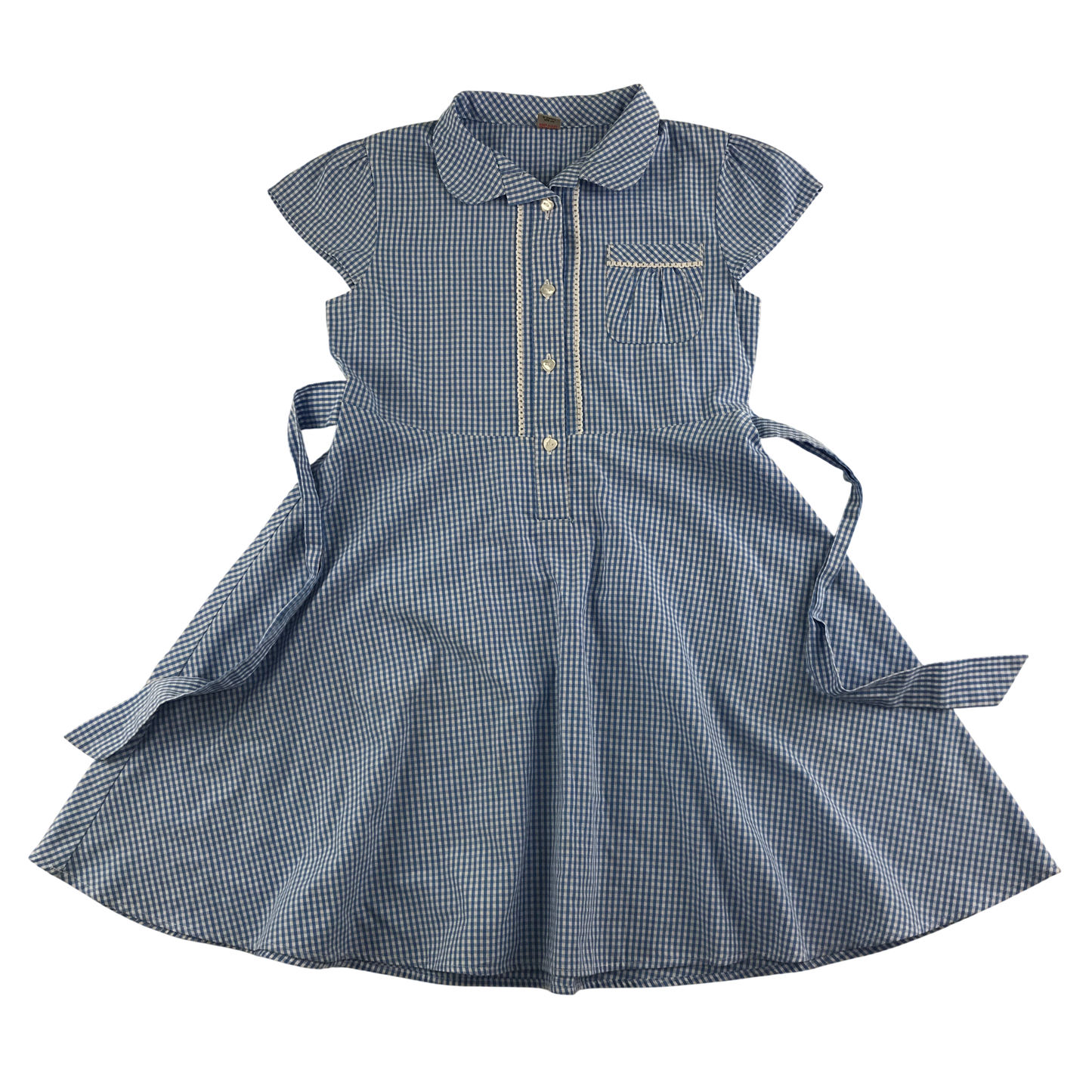 Blue gingham with belt school summer dress