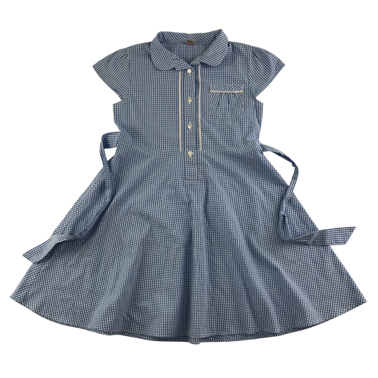 Blue gingham with belt school summer dress