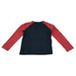 John Lewis t-shirt 8-9 years black body and red long sleeve cotton