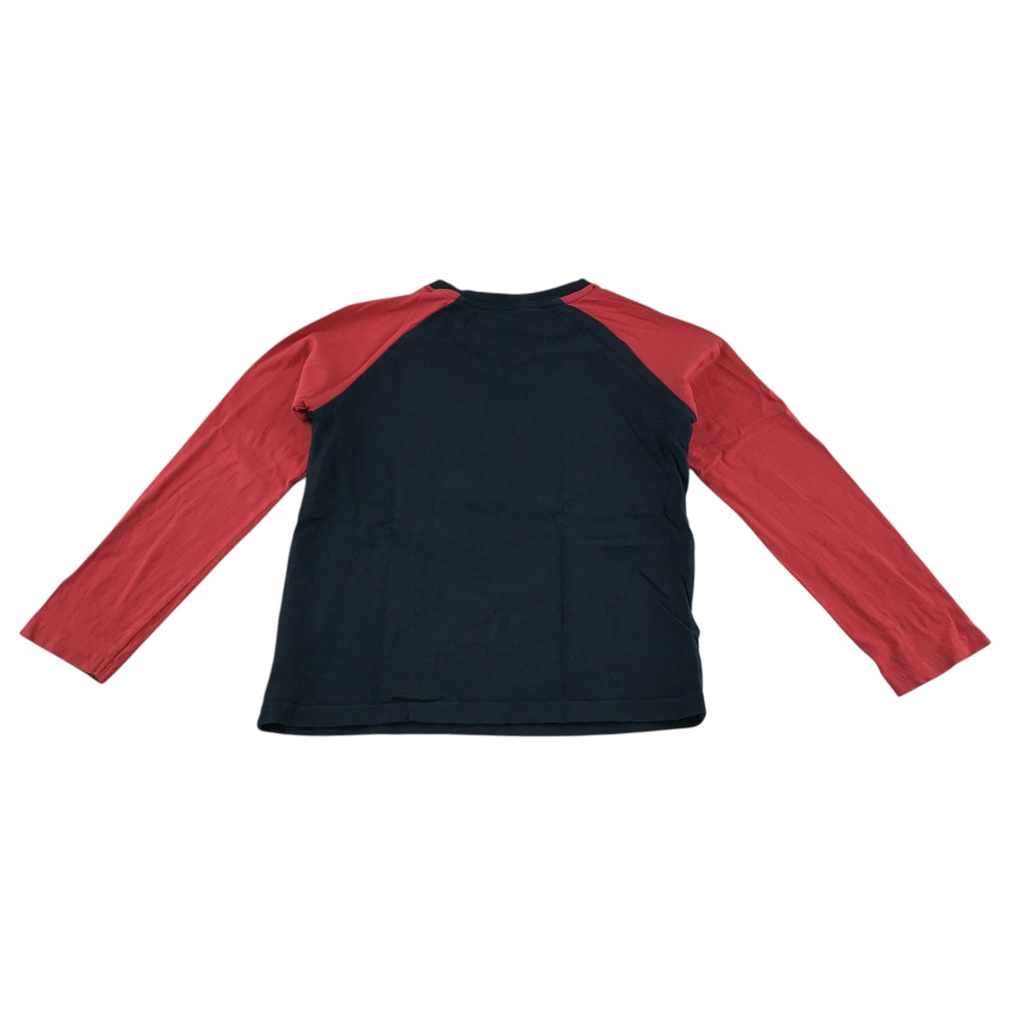 John Lewis t-shirt 8-9 years black body and red long sleeve cotton