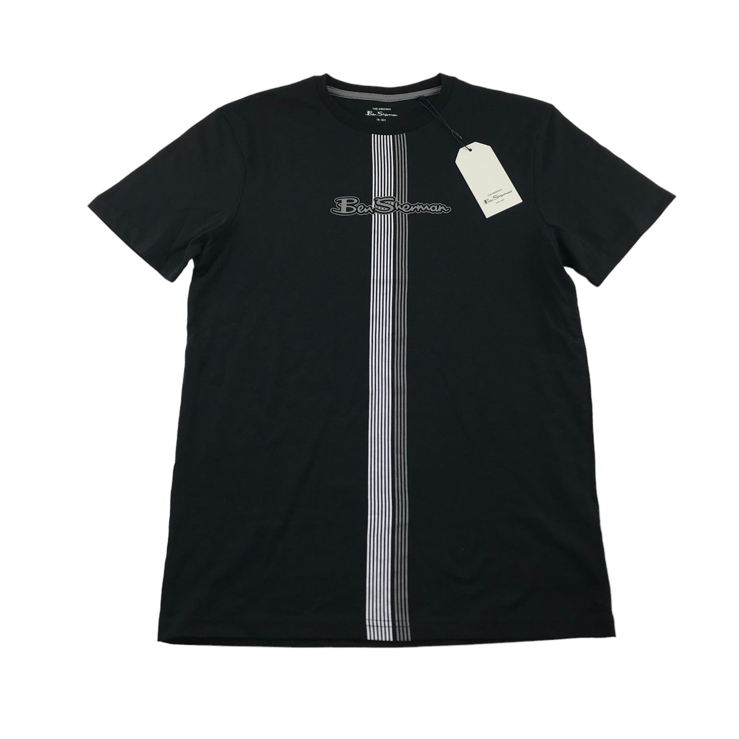 Ben Sherman t-shirt 15-16 years black short sleeve stripe detail