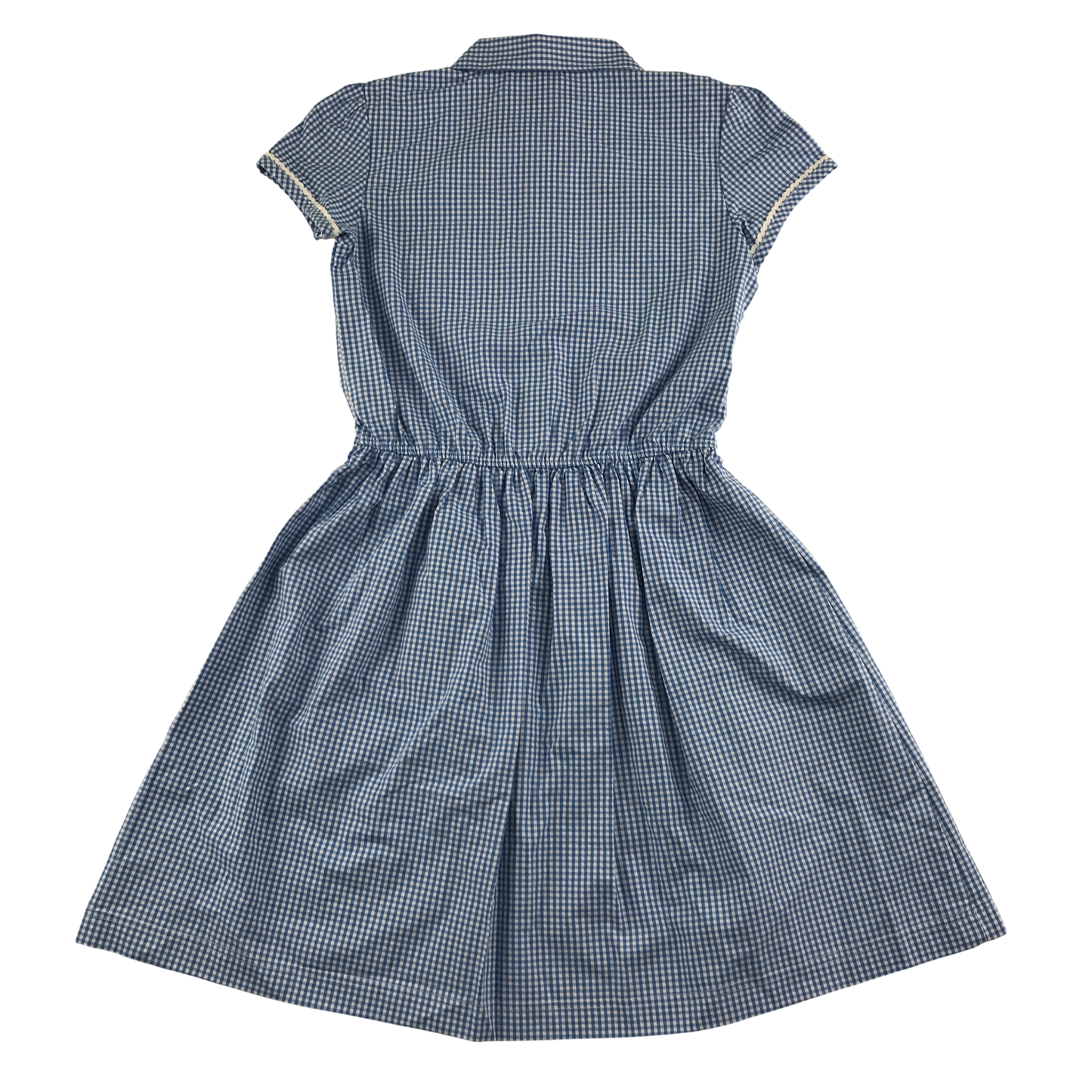 Blue gingham with buttons school summer dress