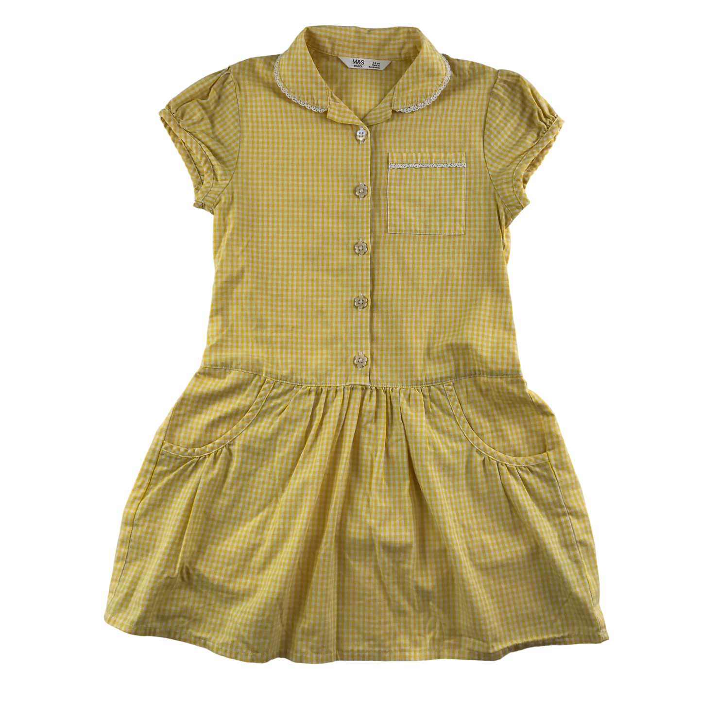 Yellow gingham drop waist school summer dress