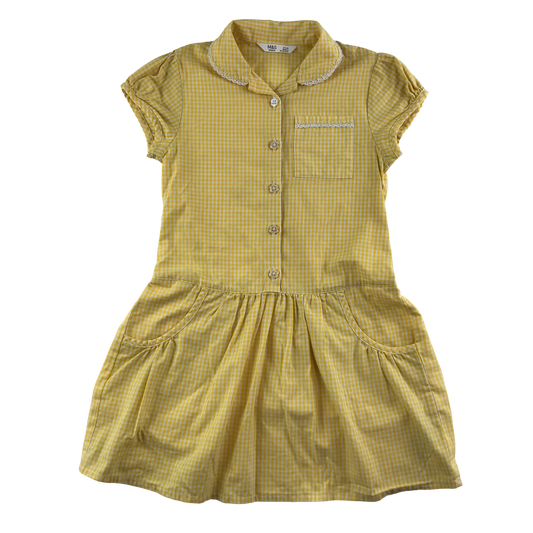 Yellow gingham drop waist school summer dress