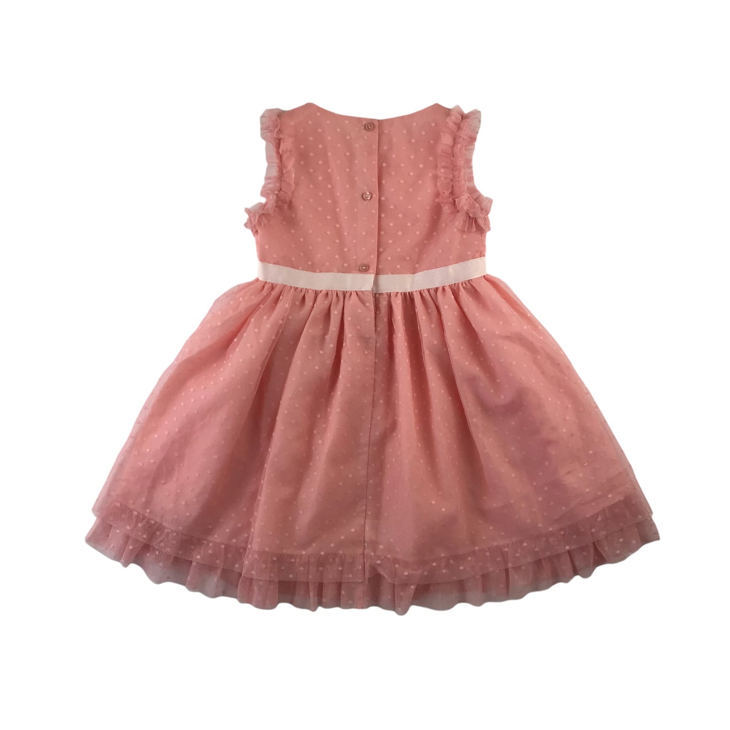 Next dress 4-5 years pink spot pattern tulle mesh layered party