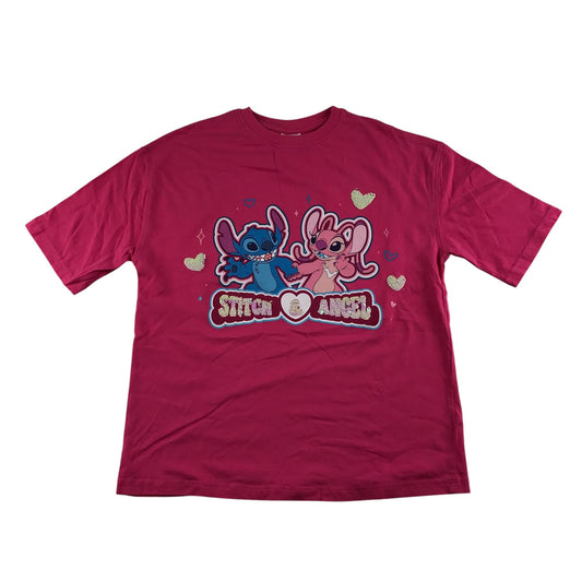 George t-shirt 10-11 years bright pink Disney Stitch and Angel cotton
