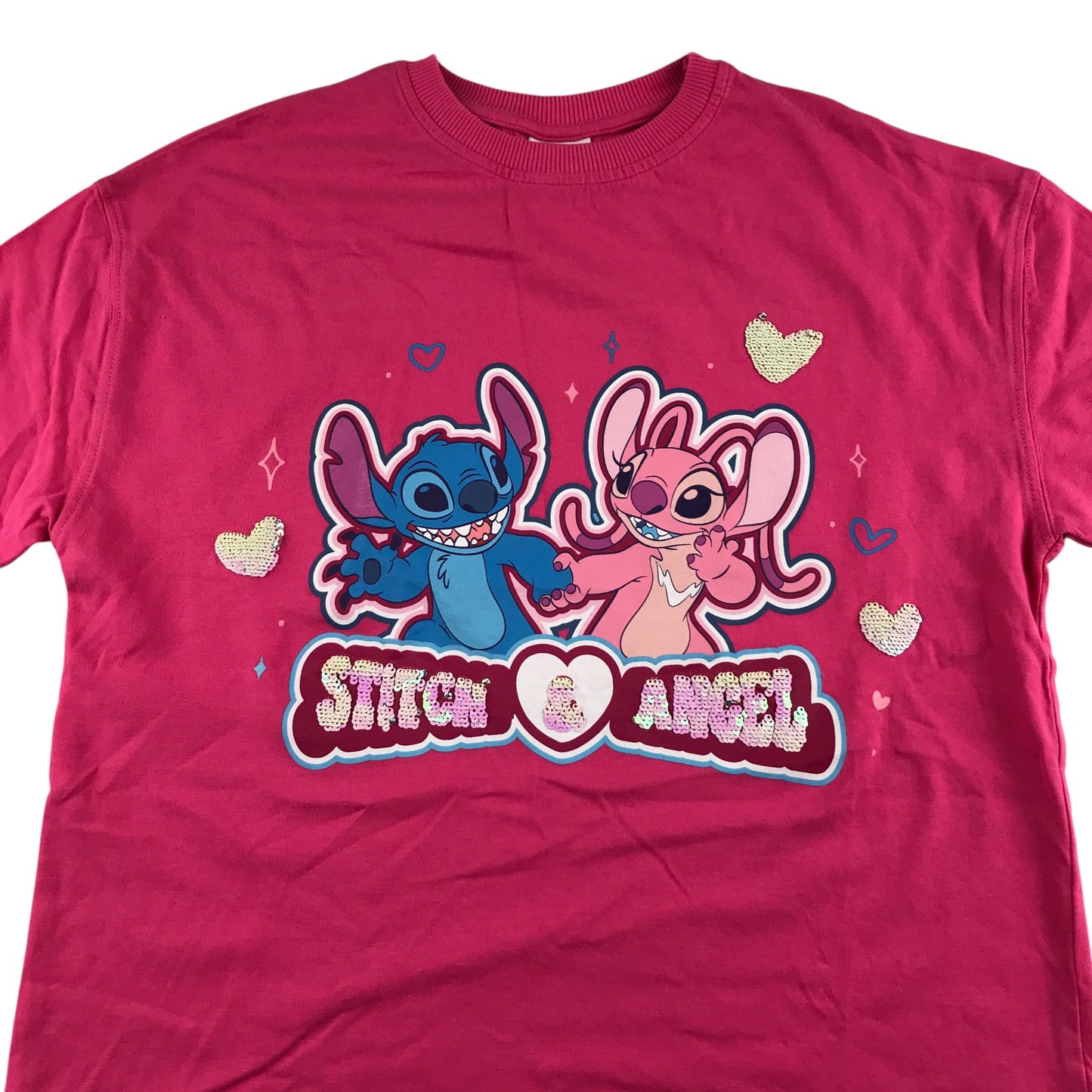 George t-shirt 10-11 years bright pink Disney Stitch and Angel cotton