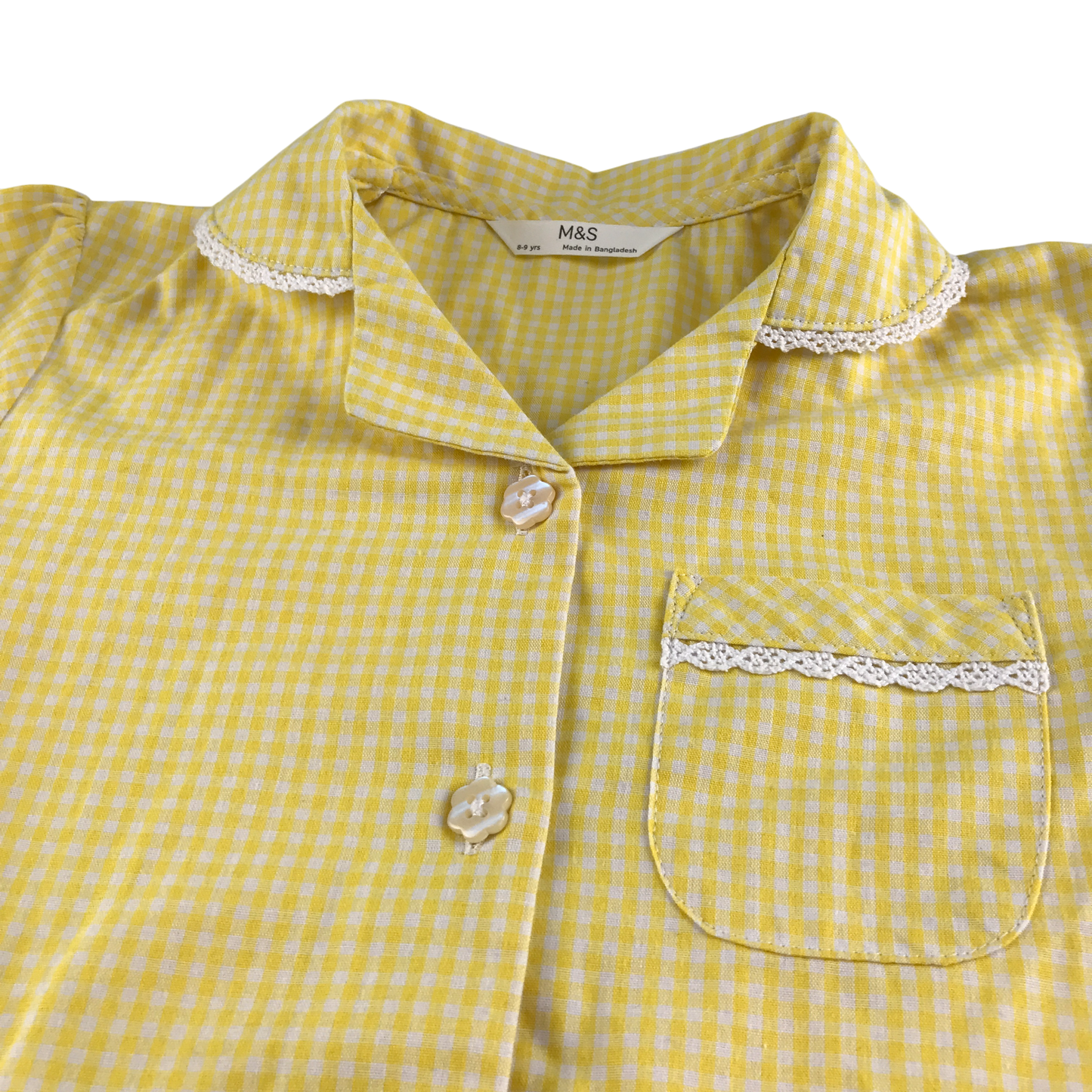 Yellow gingham with buttons school summer dress