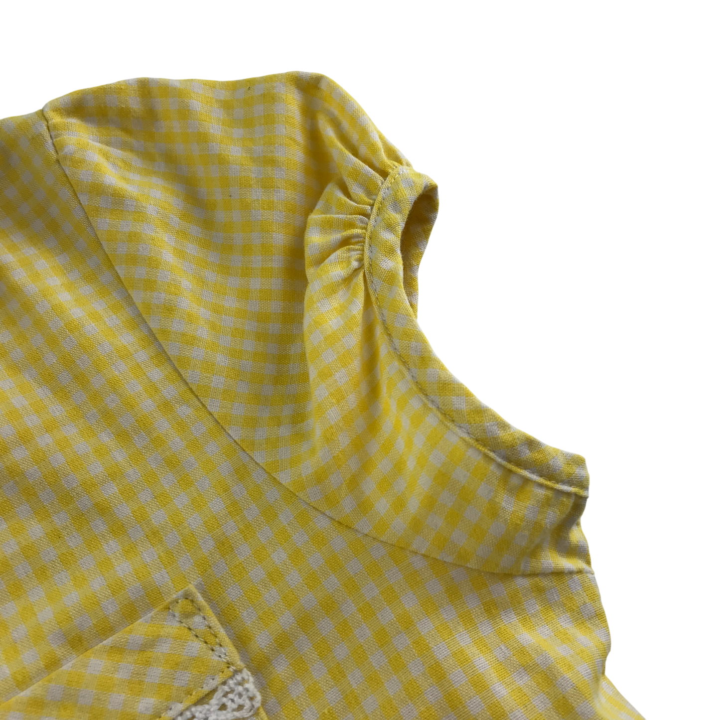 Yellow gingham with buttons school summer dress