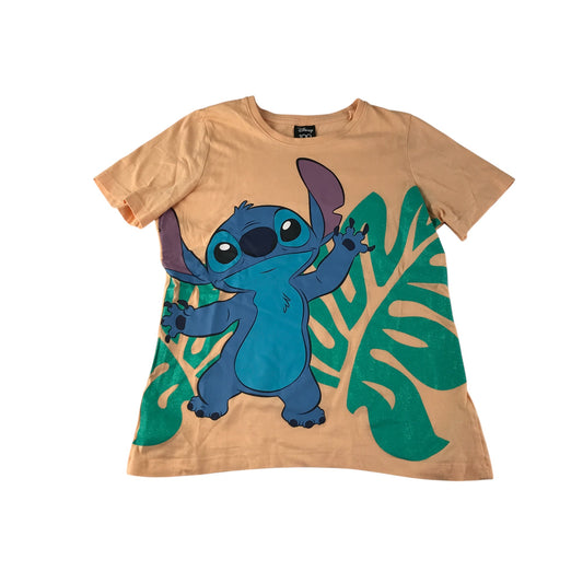 Primark t-shirt 11-12 years orange peach Leo & Stitch design print cotton