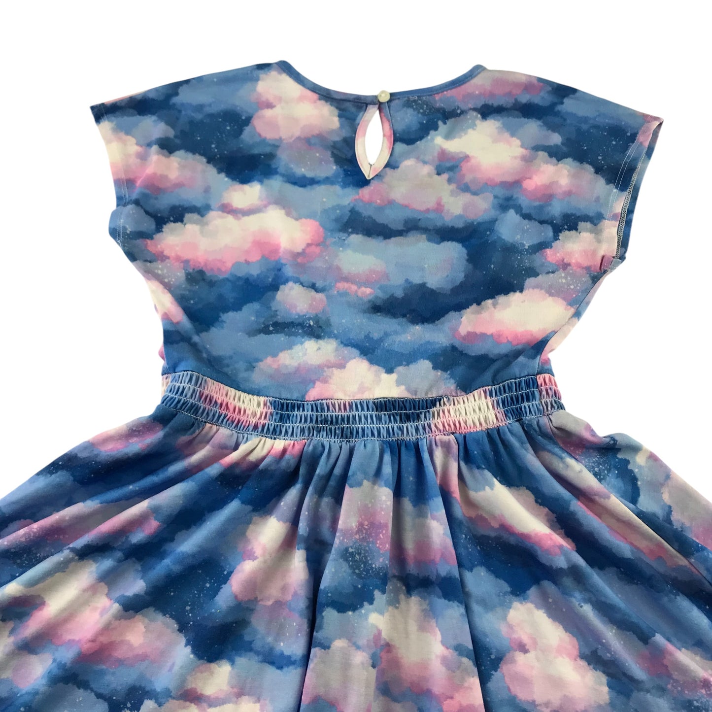 Monsoon dress 9-10 years blue and pink cloud pattern sequin star