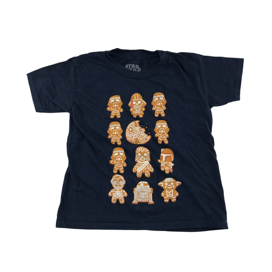 Star Wars T-shirt adult size 4-5 navy short sleeve print characters cotton