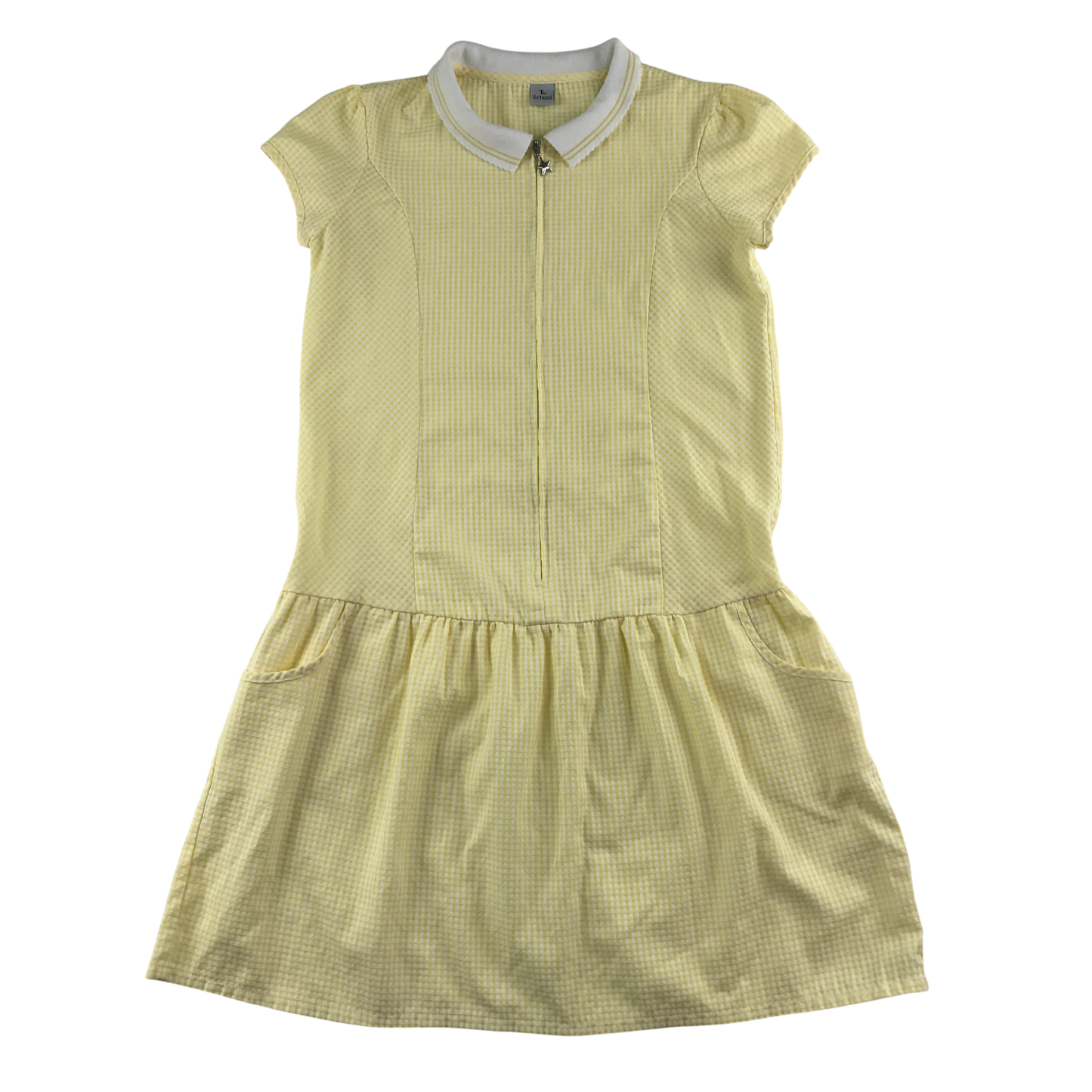 Yellow gingham with zipper school summer dress