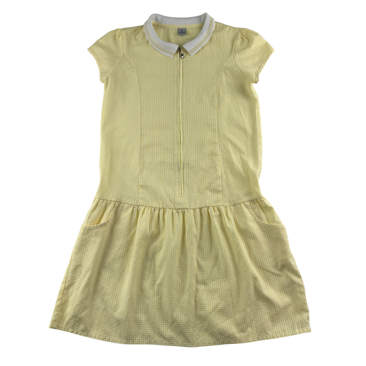 Yellow gingham with zipper school summer dress