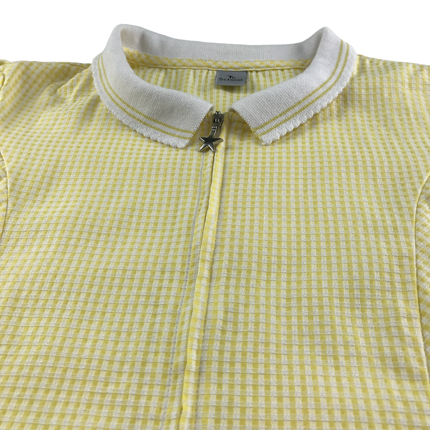 Yellow gingham with zipper school summer dress