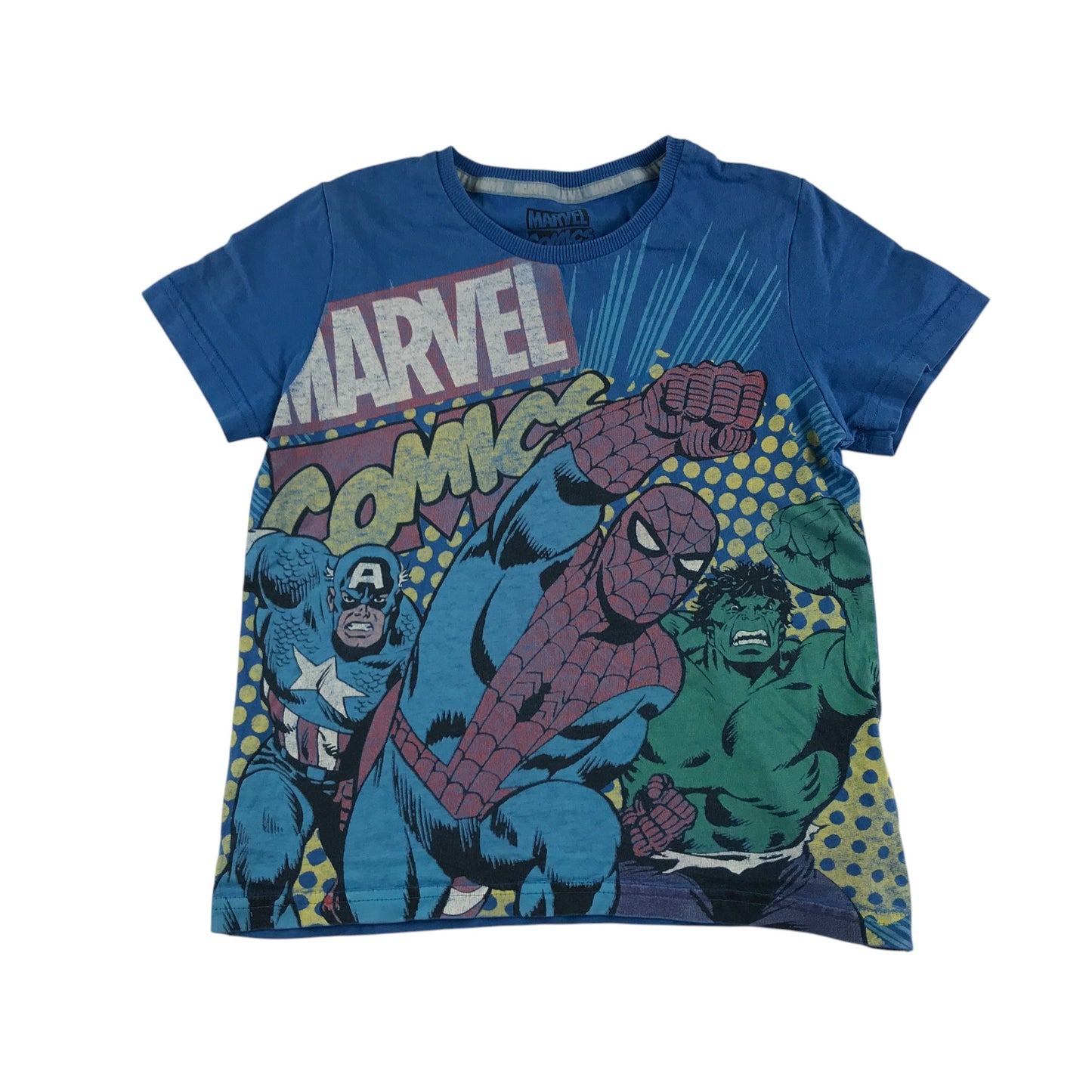 M&S t-shirt 5-6 years blue Marvel superheroes cotton