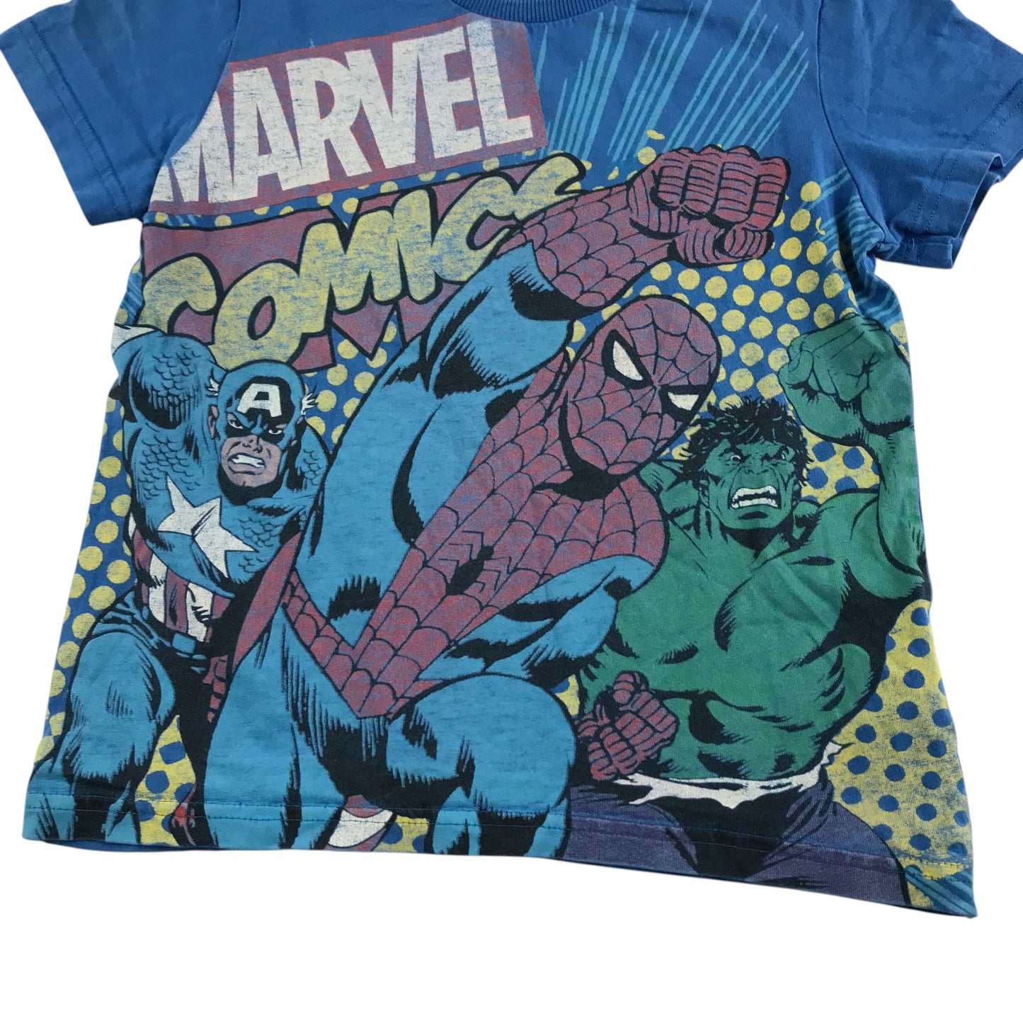 M&S t-shirt 5-6 years blue Marvel superheroes cotton